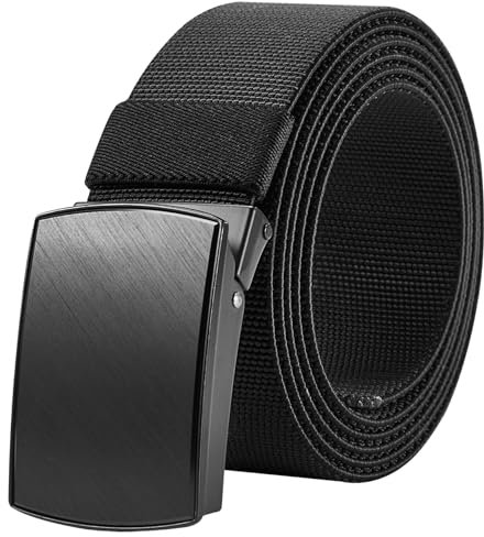 Bluecton Herren Gürtel Stoffgürtel Schwarz Männer Gürtel Übergröße 180cm Arbeitsgürtel