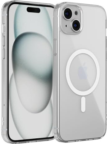 MOYAC for iPhone 15 Plus Case, Compatible with MagSafe, Military-Grade Protection, Yellowing Resistant, Scratch-Resistant Back, Magnetic Phone Case for iPhone 15 Plus, Clear