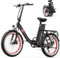 OneSport OT16-2 Electric Bike, 20 inch Folding EBike, Commuter City E-Bicycle with LCD Display & Bluetooth Connect, 3 Riding Modes E-Bike with 48V 17Ah Removable Battery, Portable Bike (Black-Red)