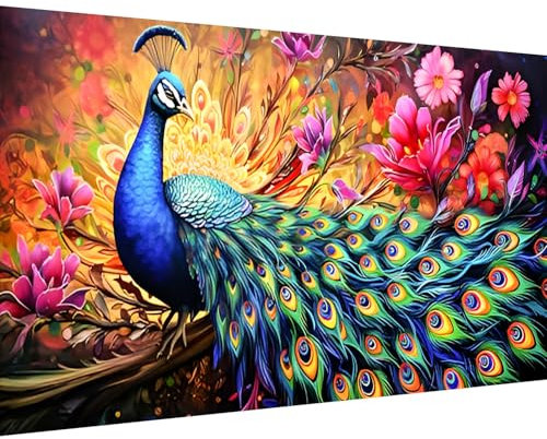 luckyarina Diamond Painting Erwachsene Pfauen Groß(30x60cm)-5D Diamond Painting Pfaue,Tiere Diamant Painting Bilder Crystal Stickerei Kreuzstich Crafts für Home Wand Décor