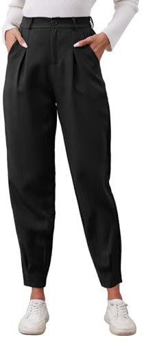 HAWILAND Anzughose Damen Business Casual Jogginghose Lang High Waist Elegant locker Freizeithose Büro Outfit Herbst Frühling Schwarz M