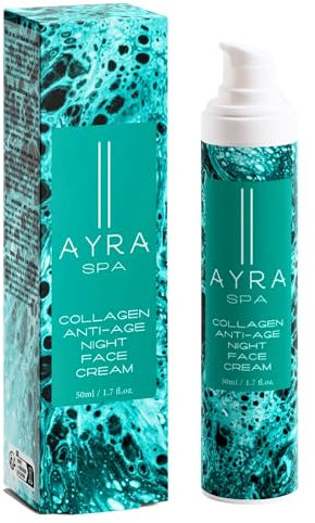 AYRA SPA - Vegane Kollagen Anti-Aging Nachtgesichtscreme | mit Meeresplankton, Sodium PCA, Kakaobutter & Sheabutter | Unterstützt die natürliche Kollagenproduktion | VEGAN & 99% Natürlich