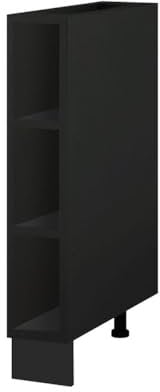 Cuisineandcie - MEUBLE RANGE BOUTEILLE CUISINE LOVIA Noir L 15 cm - Meuble Bas Cuisine Range bouteille, Meuble Cuisine, Placard Cuisine Bas