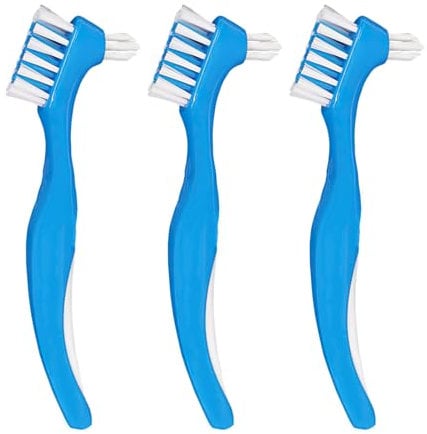 3 Stück Premium Hygiene Prothesenreinigungsbürste, Doppelseitige Zahnbürste Mit Mehrschichtigen Borsten, Rutschfestem Gummigriff Reinigungsbürste Für Zahnersatz, Retainer, Aligner, Zahnschiene