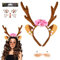 Pipihome Serre-tête de Renne en Bois de Cerf, Bandeau de Rennes Tiara avec Cornes Tatouage Visage de Cerf Serre Tete Halloween Femme carnaval, Noël, fête d'elfes pour cadeaux de Noël (A)