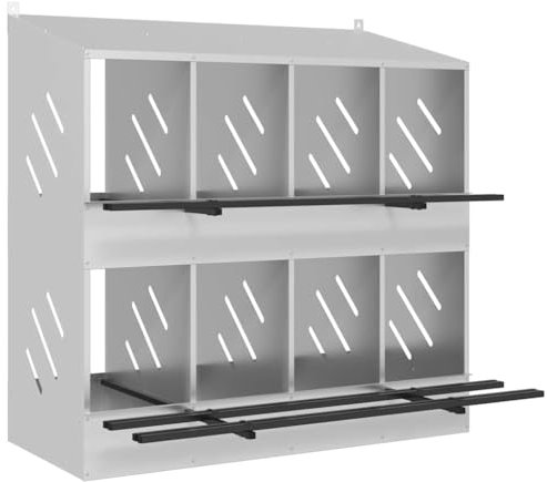 vidaXL Hühner-Nistkasten mit 8 Fächern Verzinktes Metall - Legenest und Legebox - Verzinkter Silber Nistkasten