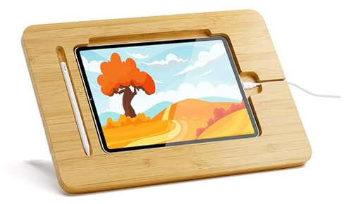 Wooden Tablet Stand Holder for Ipad, Multi-Angle Adjustable Drawing Easel, Artist Desktop Mount for Digital Creation