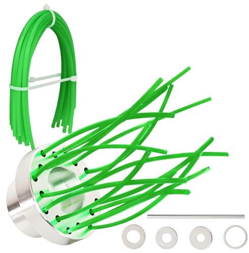 Unkrautbürste Freischneider, 32 Nylon Grasseilen, Wildkrautbürste, Freischneider zubehör mit 4 Adapter Unterlegscheibe, Universal Wildkrautbürste für Motorsense