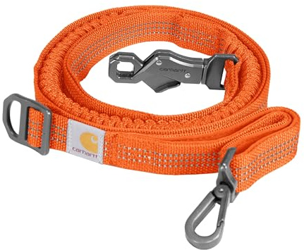 Carhartt Strapazierfähige Hundeleine aus Nylongewebe für Hunde, reflektierende Nähte für Sichtbarkeit, Jägerorange (stoßdämpfend), Größe L