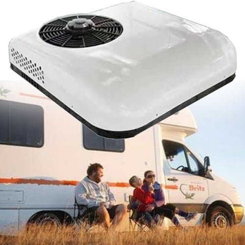 DC RV Climatiseur 2 en 1 RV Climatiseur Toit avec Refroidissement et Chauffage,Climatiseur Stationnement électrique Camping-Car Système Climatisation pour Voiture RV Camion Camper,White-12V