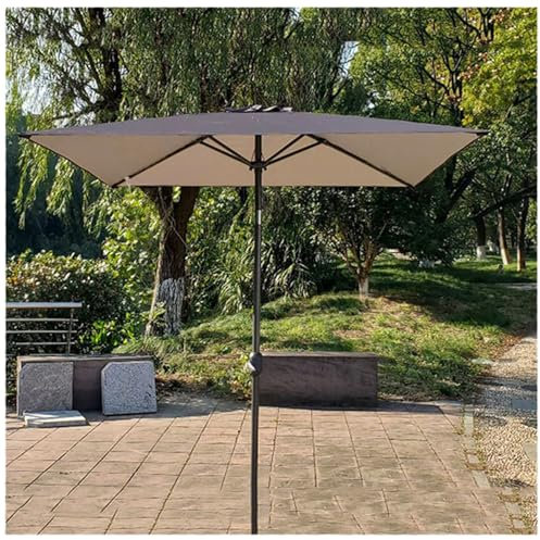 Sonnenschirm 200 X 200 cm Quadratisch Mit Handkurbel, Gartenschirm Neigbar, Tischschirm Für Balkon, Markt, Garten, Terrasse, Pool, Strand(Brown)