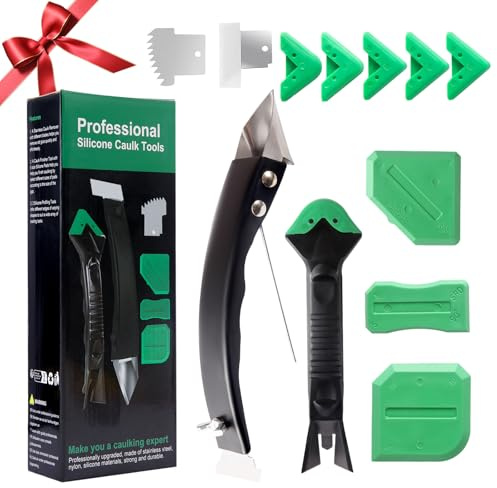 Silikonentferner Werkzeug Set aus Edelstahl, Fugenwerkzeug und Dichtmittel Glättset mit 3 Silikon Schabern für Bad, Küche, Fliesen, Fenster und Waschbecken