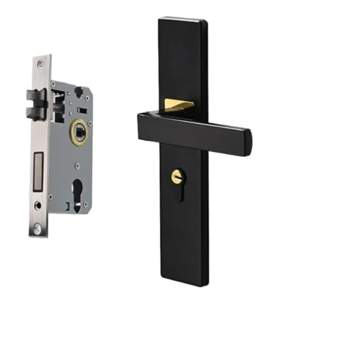 ZWCSHUU Serrure de porte chambre à coucher noire silencieuse avec clés poignée d'entrée sécurité boutons intérieure antivol Poignée de Porte(Anti-plug Lock Core)