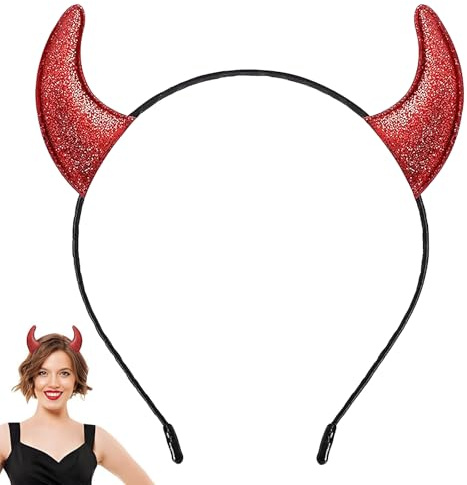 KBSICWO Teufelshörner Haarreif, Teufel Hörner, Halloween Stirnband, Haarreife mit Teufelshörner für Erwachsene, Halloween-Karneval-Rollenspielzubehör Maskerade Cosplay