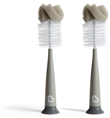 Munchkin 2 Pack Modern Sponge Baby Brushes for Baby Bottles | Grey