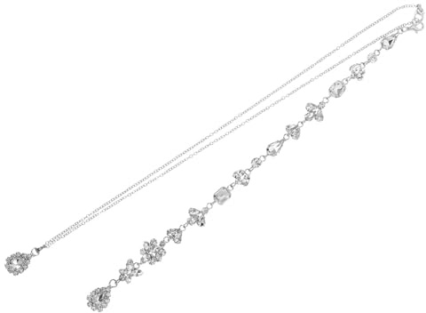SUPVOX Collar de Espalda para Mujer Colgante de Cristal y Cadena Larga, Accesorio Plateado para Bodas y Celebraciones
