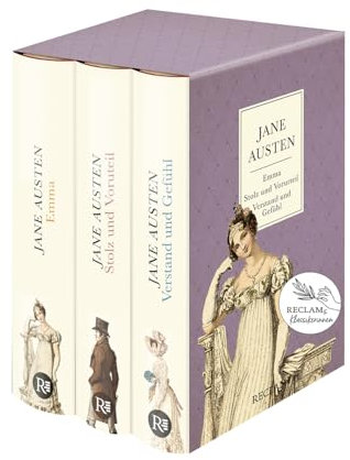 3 Bücher von Jane Austen im Schuber – Emma, Stolz und Vorurteil, Verstand und Gefühl – Reclam: Reclams Klassikerinnen