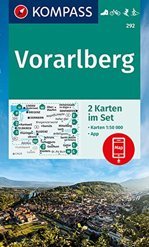 KOMPASS Wanderkarten-Set 292 Vorarlberg (2 Karten) 1:50.000: inklusive Karte zur offline Verwendung in der KOMPASS-App. Fahrradfahren. Skitouren. Langlaufen.