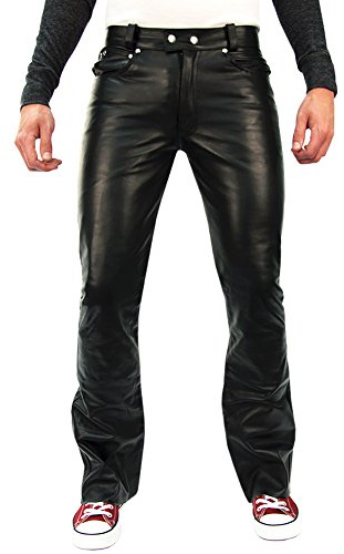 Bockle® 1970 Bootcut Lederhose Lederjeans Schlaghose aus Leder, Size: W33/L34