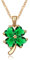Crystalline Azuria Femme Collier avec Pendentif Trèfle à Quatre Feuilles 18ct Plaqué Or Jaune avec Cristaux Vert imitation Émeraude en Zircone