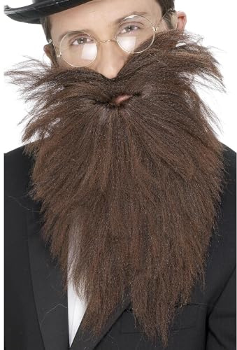 Smiffys Long Beard & Tash, Brown, Cosmetics and Disguises Fancy Dress, Cosmetic Dress Up Cosmetics & Disguises Halloween