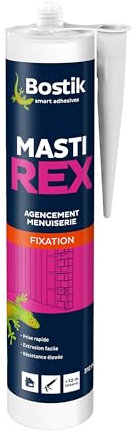Bostik Mastirex – Mastic de Fixation type Néoprène pour l'Agencement et La Menuiserie – Prise Immédiate – Colle Néoprène Ultra Puissante – Beige – Cartouche 310 ml