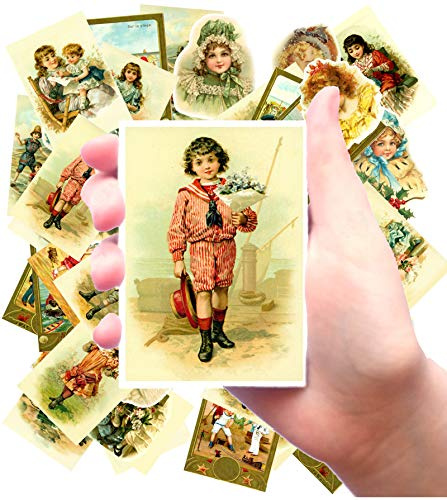 Große Aufkleber (Each Sticker 65x90mm, Pack 24 pcs) Victorian Young Girls Portraits Vintage