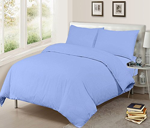 sleepdove® Plain Duvet Cover With Pillow Cases Non Iron Percale Quilt Cover Bedding Bedroom Set (Double, Blue)