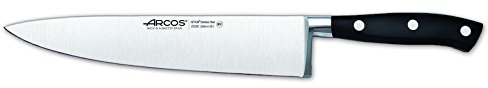 Arcos Serie Riviera - Cuchillo Cocinero - Hoja de Acero Inoxidable Forjado NITRUM 200 mm - Mango de Polyoxymethylene (POM) Color Negro