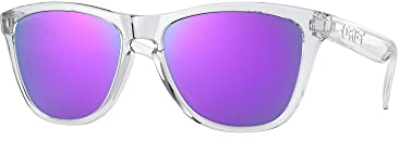 Oakley Men's OO9245 Frogskins Asian Fit Rectangular Sunglasses Non Polarized, Polished Clear/Prizm Violet, 54 mm