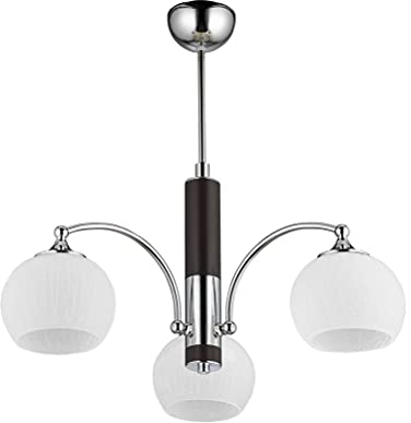 Licht-Erlebnisse Deckenleuchte Modern Wohnzimmer Esszimmer in Braun Chrom Weiß Ø58cm 3-flammig NABO Deckenlampe