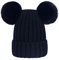 Damen Unisex Mütze Strickmütze Fellbommel Bommel Strick Mütze Winter-Mütze Bommelmütze mit 2 Bommeln (Schwarz,M: 36-60cm)