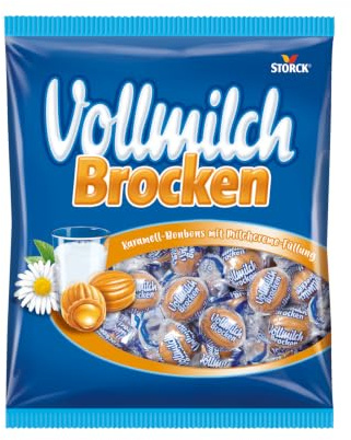 Vollmilch Brocken Bonbons, gefüllte Karamellbonbons - 1 x 750 g | Bonbons aus Karamell mit weicher Milchcreme-Füllung, einzeln verpackte Süßigkeit, ideal zum Teilen & für unterwegs