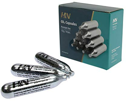 H&N Sport CO2 Kapseln 12g - 10er Pack für Softair, Paintball, Luftpistole oder Luftgewehr Airsoft CO² Patronen Kartuschen für CO2 Pistole Waffen