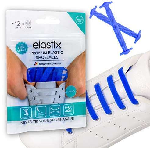 Elastix Zapatillas elásticas de goma sin atar para adultos, cordones de silicona sin lazos, planos, para el ocio y el deporte, azul marino, talla única