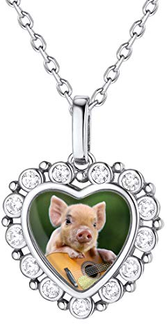 ChicSilver Damen Medaillon 925 Silber Herzanhänger mit CZ Zirkonia personalisierter Fotoanhänger Beste Geschek für Paar Pärchen