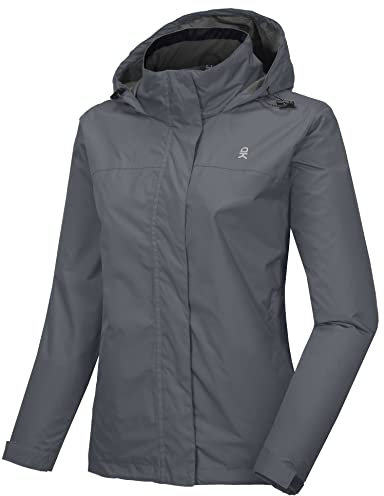 Little Donkey Andy Veste de pluie imperméable légère pour femme, coupe-vent en plein air, pour randonnée, voyage, gris XXL