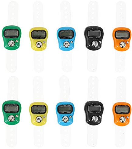 BESPORTBLE Fingerzähler - 10 STK Digitale Elektronische LED-Fingerzähler Mechanisches Finger Zähler Mini-Handzähler mit LCD-Display Fingerzähler für muslimisches Gebet Case (Zufällige Farbe)
