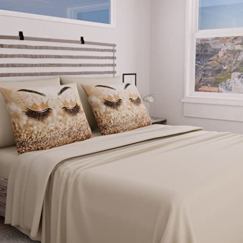 PETTI Artigiani Italiani - Complete Bed Set, Double Sheets, Eye Sheets Rose Gold, Double Bed Set, Printed on Pillowcases Only 100% Made in Italy