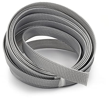 Bettomshin Gaine de protection extensible en maille pour câble de télévision et audio Gris 40 x 2 m