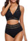 SHINEHUA Damen Bikini Set Wickeloptik Lace Up Bikini Set Neckholder Bikini Oberteil High Waist Wickel Bikinihose Tiefer V Ausschnitt Sportlich Zweiteiliger Strandbikini