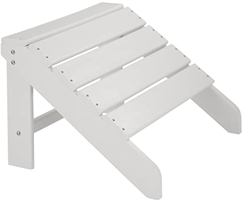 tectake 800816 Fußablage für Adirondack Gartenstuhl, wetterfest, Holzoptik, Fußstütze aus Kunststoff, 48 x 48,5 x 38 cm, Outdoor Fußauflage für Garten Terrasse Balkon (Weiß-Weiß | Nr. 404510)