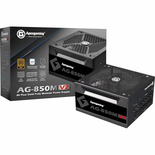 New 2023 ApexGaming Intel V2-Compliant 850W 80+ Gold Full Modular Gaming PSU ; Fully Optimized for Intel i9/i7/i5 Gen 11/10 CPU ; Support Latest nVidia/AMD GPU