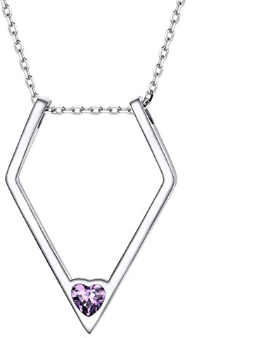 PROSILVER Collier Porte Bague Femme Argent Orné de Pierre Violette en Améthyste Synthétique