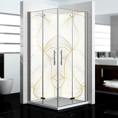 dedeco Eck-Duschrückwand wasserfest Motiv: Abstrakt V2, 2 x 80x200 cm, als Badrückwand zum Fliesenersatz, als Dekorwand, Wandverkleidung und Duschplatte aus Aluminium - Made in Germany