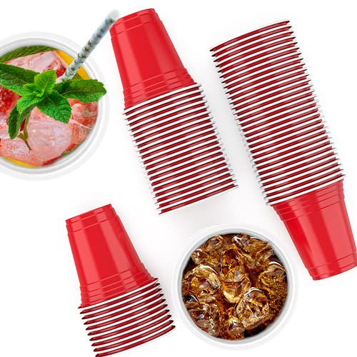 MOZOOSON 60 Stück Becher Set Getränkebecher, Trinkbecher 12OZ/355ML Plastikbecher Red Cup für Weihnachten, Geburtstag, Hochzeit
