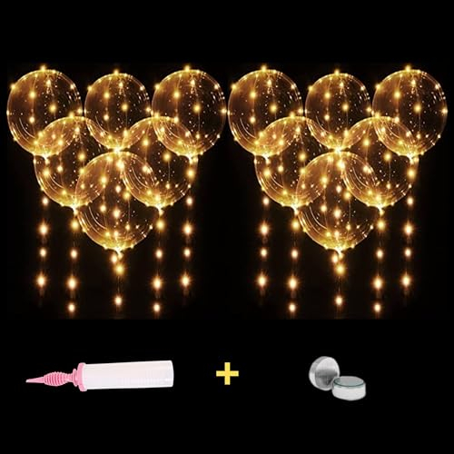 Confezione All inclusive PREMIUM – 12 palloncini luminosi a LED da 50 cm di grande qualità (TF) – INCLUSO: pompa, batterie, elastici, metro. 3 luci - Natale/San Valentino/Matrimonio/Compleanno