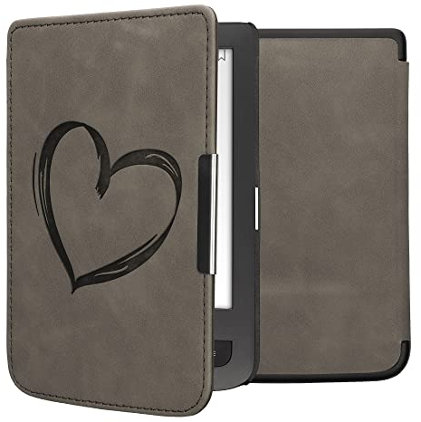 kwmobileÉtui Compatible avec Pocketbook Touch Lux 3/Basic Lux/Basic Touch 2 Coque - Étui à Rabat magnétique tabletteeReader Similicuir - Gris