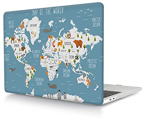 HBLX Laptop-Hülle Kompatibel mit MacBook Pro 13 Zoll 2015 2014 2013 2012 Freisetzung A1425 A1502 mit Retina Display, Ultradünne Plastik Hartschale Schutzhülle, Weltkarte