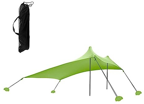 BBTISG Lycra Strandzelt Strandzelt Sonnenschutz, 210 X 150 X 170cm Tragbare Sonnensegel Camping Plane mit Sandsackankern Strandmuschel für Strand, Wandern, Camping, Hinterhöfe, Rasen (Grün)